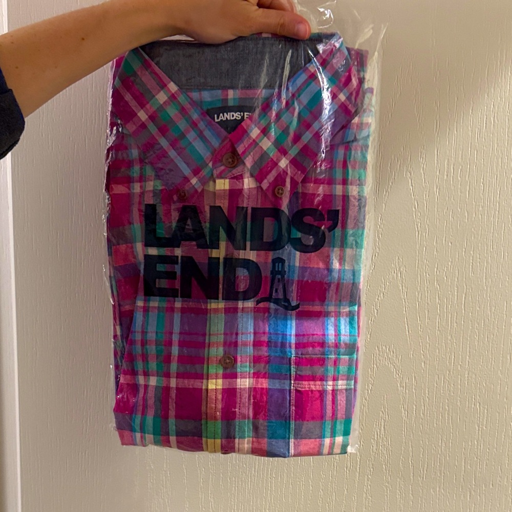 Lands' End Multicolor Plaid Shirt